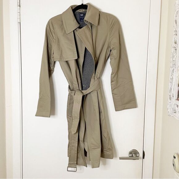 GAP Jackets & Blazers - Ladies GAP modern Trench Coat driftwood khaki fleece lined belted jacket S